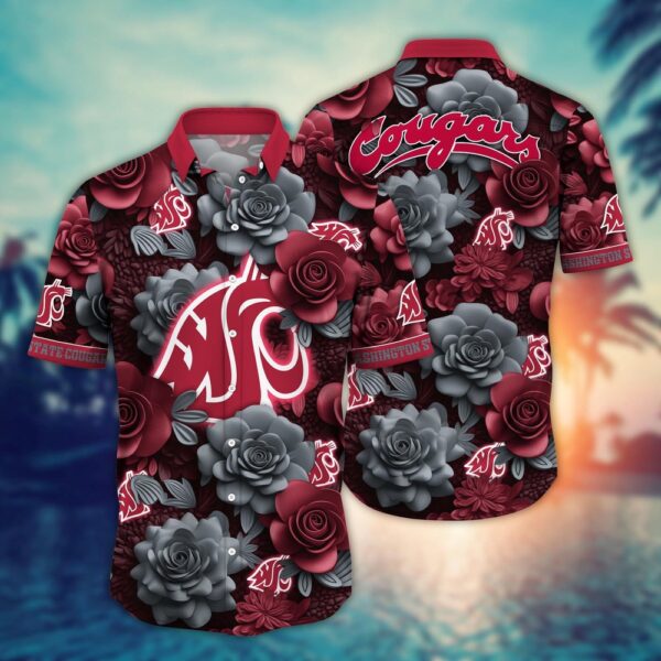 NCAA Washington State Cougars Hawaiian Shirt Floral Rhapsody For Sports Fans