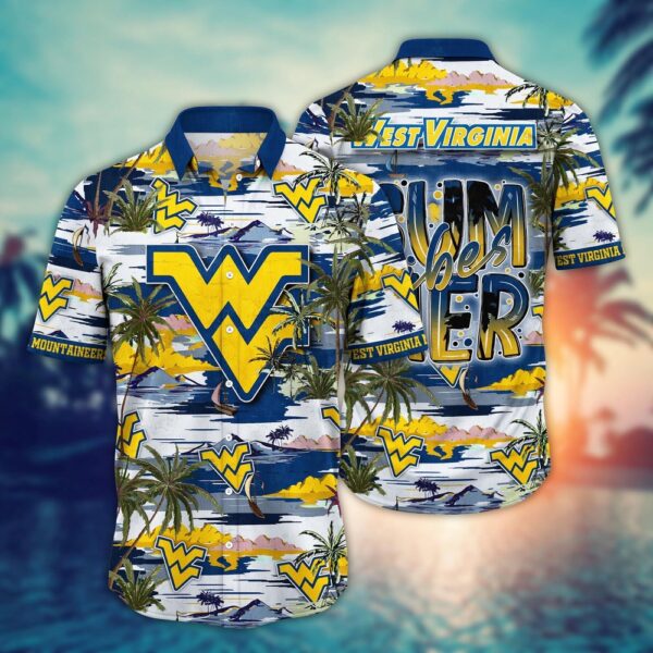 NCAA West Virginia Mountaineers Hawaiian Shirt Palm Tree Cascade For Sports Fans