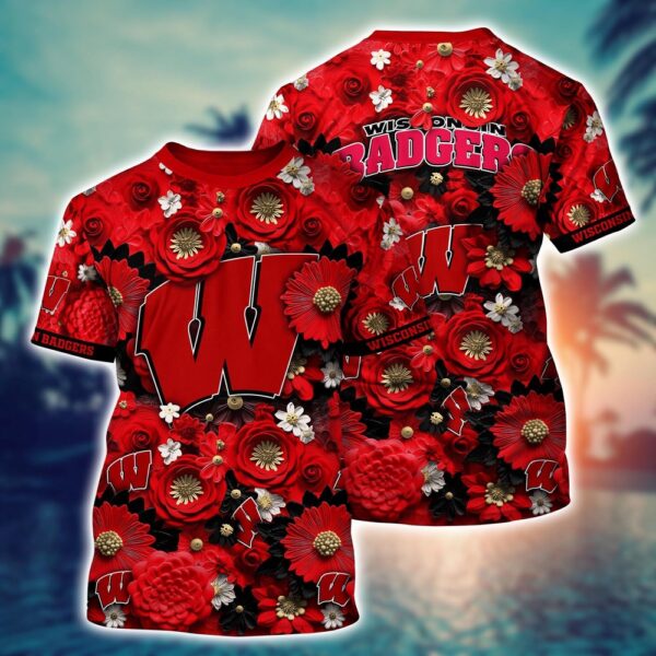 NCAA Wisconsin Badgers 3D T-Shirt Athletic Aura Trends For Sports Fans