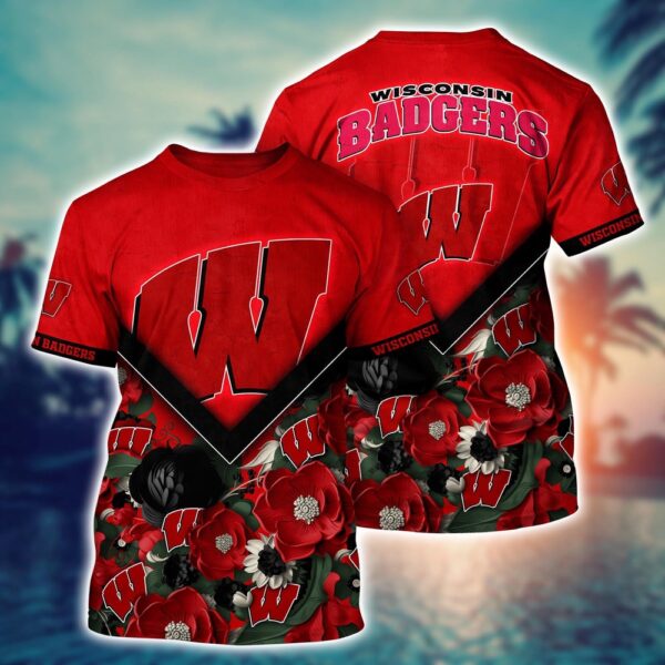 NCAA Wisconsin Badgers 3D T-Shirt Champion Comfort Fashion For Sports Fans