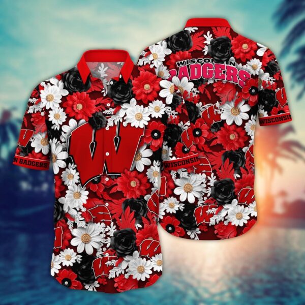 NCAA Wisconsin Badgers Hawaiian Shirt Blossom Burst Bliss For Sports Fans