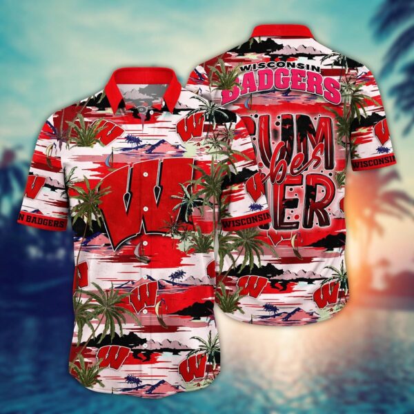 NCAA Wisconsin Badgers Hawaiian Shirt Tropical Bliss Brigade For Sports Fans