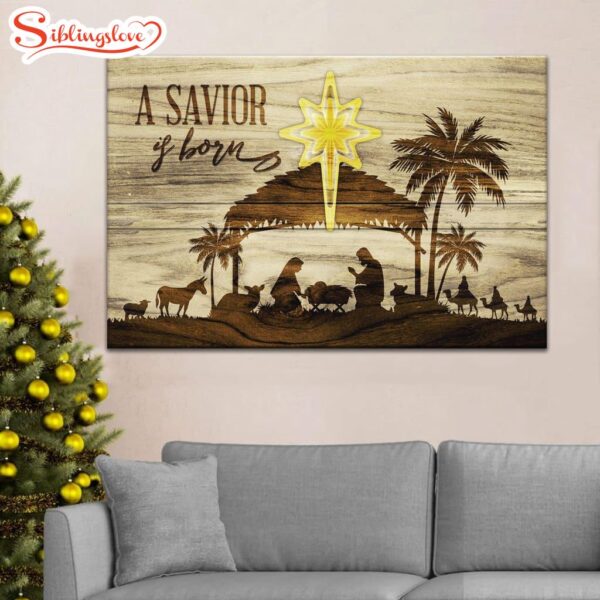 A Savior Is Born Christmas Religious Canvas Wall Decor