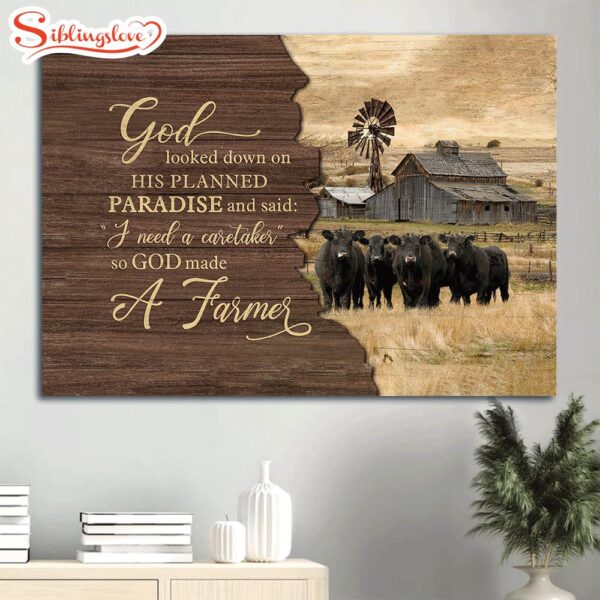 Aberdeen Angus Canvas Old Barn Painting God Looked Down On His Planned Paradise Canvas Poster