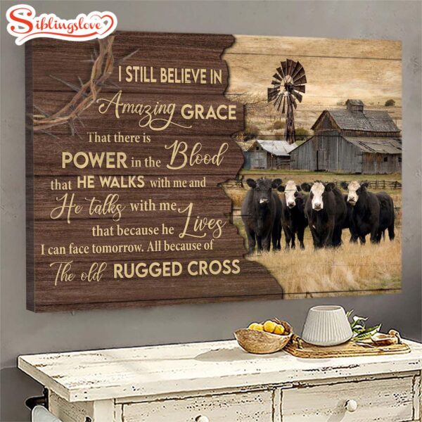 Aberdeen Angus Canvas Tranquil Farm The Old Rugged Cross Canvas Wall Art