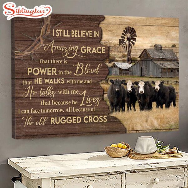 Aberdeen Angus Tranquil Farm Jesus The Old Rugged Cross Canvas Wall Art