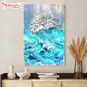 Abstract Waves Painting Canvas Wall…