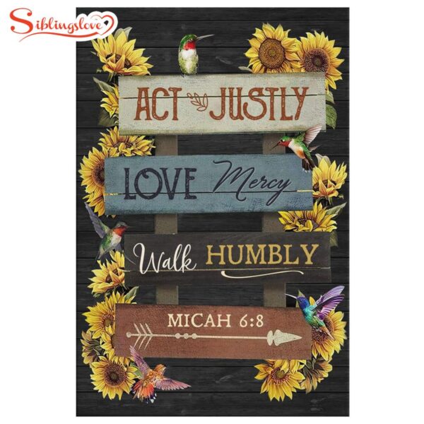 Act Justly Love Mercy Walk Humbly Micah 68 Canvas Wall Art