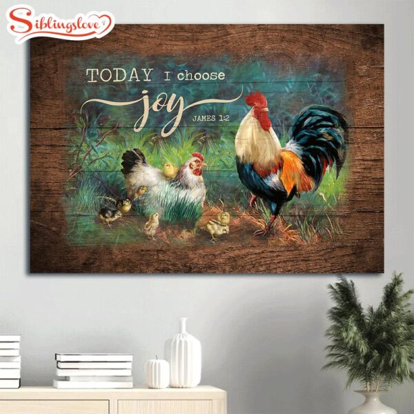 Adorable Chick Couple Chicken Drawing Today I Choose Joy Canvas Wall Art