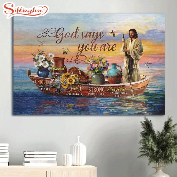 Amazing Boat Gorgeous Flower Pot Awesome Hummingbird God Says You Are Canvas Wall Art