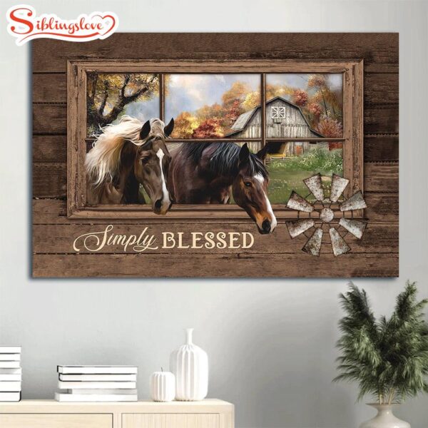 Amazing Horse Farm Windmill Simply Blessed Canvas Wall Art