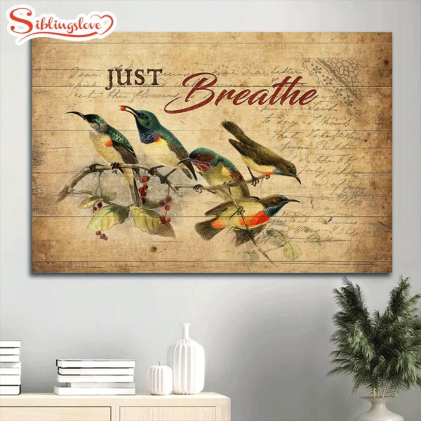 Amazing Hummingbird Cranberry Tree Just Breathe Canvas Wall Art