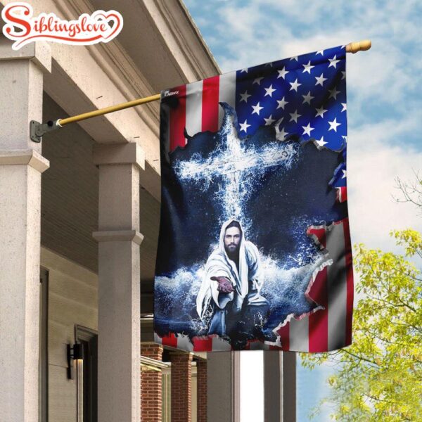 American Jesus God Garden House Flag Gift For God Lovers