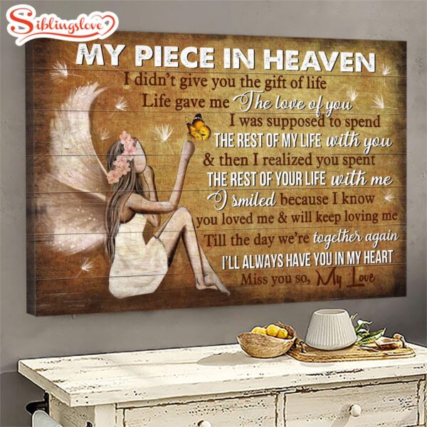 Angel Butterfly Memorial Gift For Family Members I Smiled Because I Know You Loved Me Canvas Wall Art