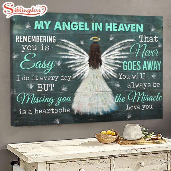 Angel Dandelion My Angel In Heaven Memorial Gift For Family Members You Will Always Be The Miracle Canvas Wall Art