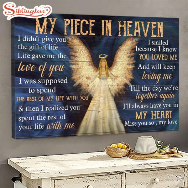 Angel Till The Day We Meet Again Memorial Gift For Family Members My Piece In Heaven Canvas Wall Art