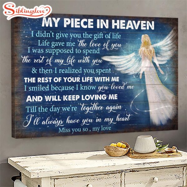 Angel Till The Day We’re Together Again Memorial Gift For Family Members My Piece In Heaven Canvas Wall Art