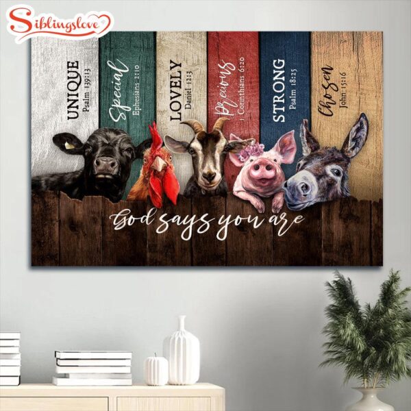 Animals On Farm Animal Painting Farm Lover God Says You Are Canvas Wall Art