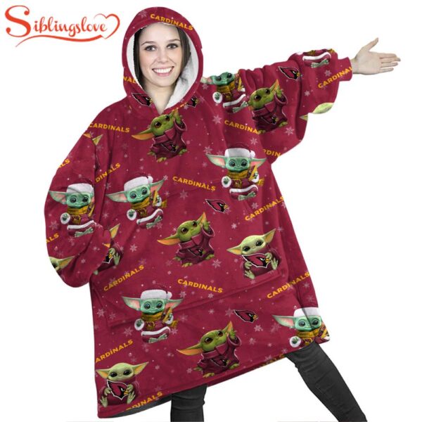 Arizona Cardinals Baby Yoda Huggle Blanket Hoodie