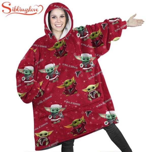 Atlanta Falcons Baby Yoda Huggle Blanket Hoodie