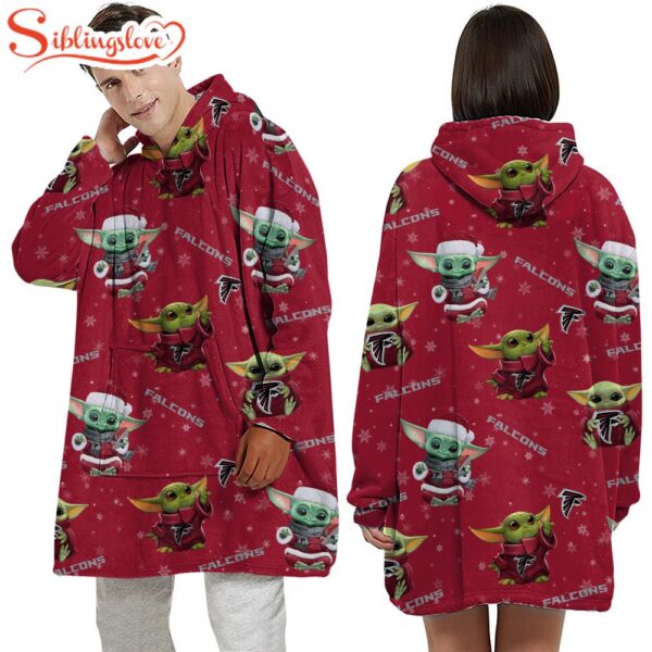 Atlanta Falcons Baby Yoda Huggle Blanket Hoodie