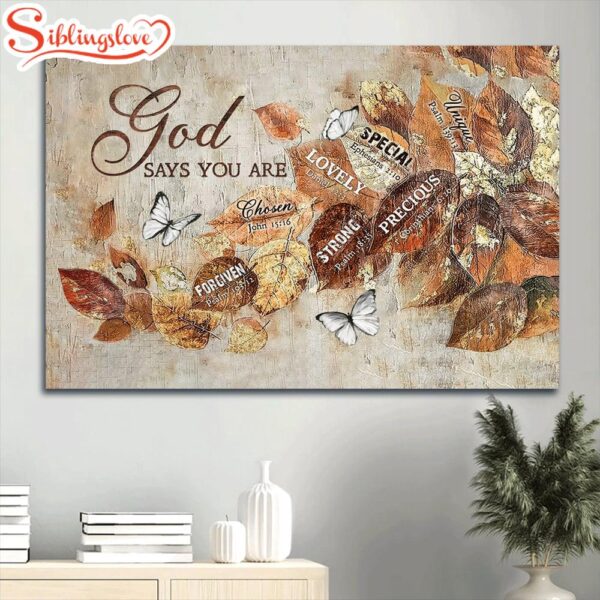 Autumn Leaves White Butterfly Canvas God Says You Are Canvas Wall Art