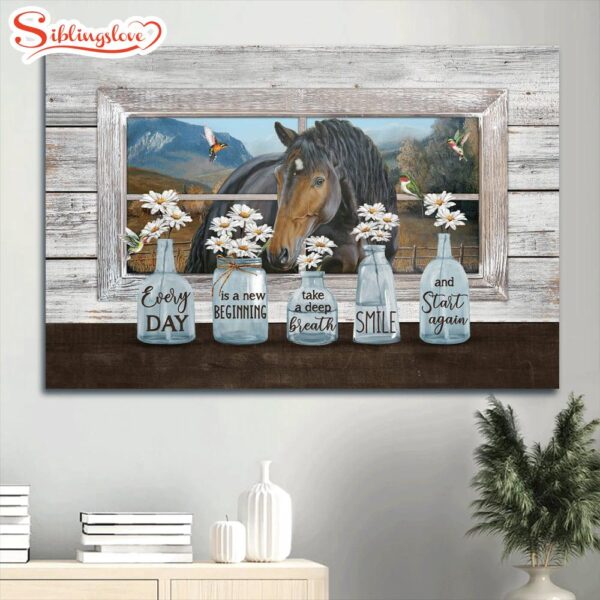 Baby Daisy Vase Quarter Horse Hummingbird Canvas Every Day Is A New Beginning Canvas Wall Art