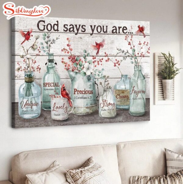 Baby Flower Cardinal Crystal Vase God Says You Are Canvas Wall Art