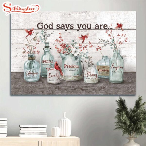 Baby Flower Cardinal Painting Crystal Vase Canvas God Says You Are Canvas Wall Art