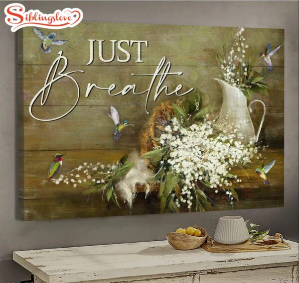 Baby Flower Hummingbird Just Breathe Jesus Canvas Wall Art