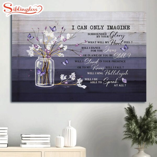 Baby Flower Painting Purple Butterfly I Can Only Imagine Canvas Wall Art