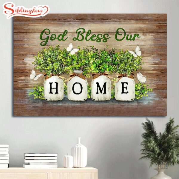 Baby Rubber Plant Vase White Butterfly God Bless Our Home Canvas Wall Art