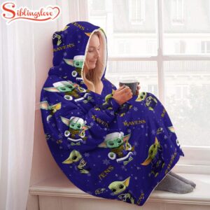 Baltimore Ravens Baby Yoda Huggle Blanket Hoodie