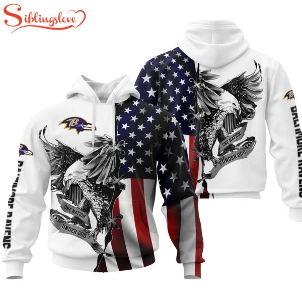 Baltimore Ravens NFL Eagle Holding US Flag 3D Hoodie Shirt