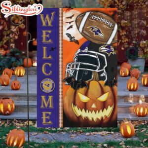 Baltimore Ravens Welcome Halloween House And Garden Flag