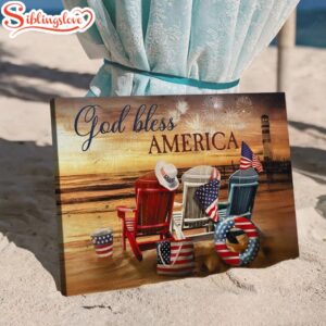 Beach Chairs American Flag Sunset…