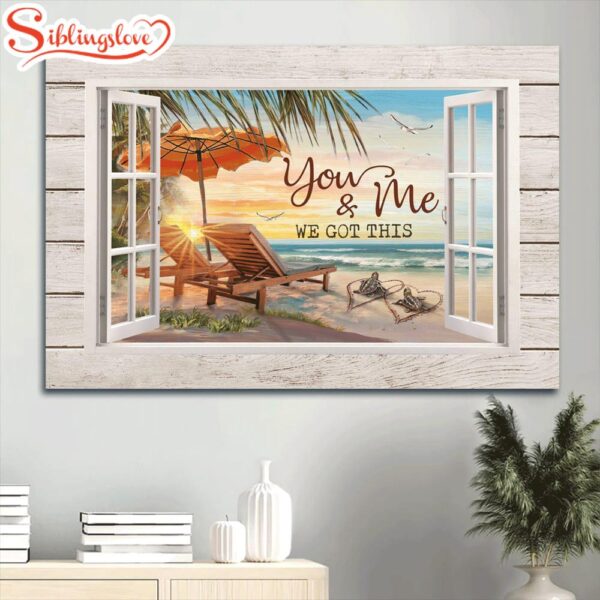 Beach Chairs On The Beach Sea Turtle Couple Canvas You & Me We Got This Canvas Wall Art