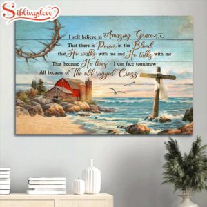 Beach Painting Blue Ocean Rustic…