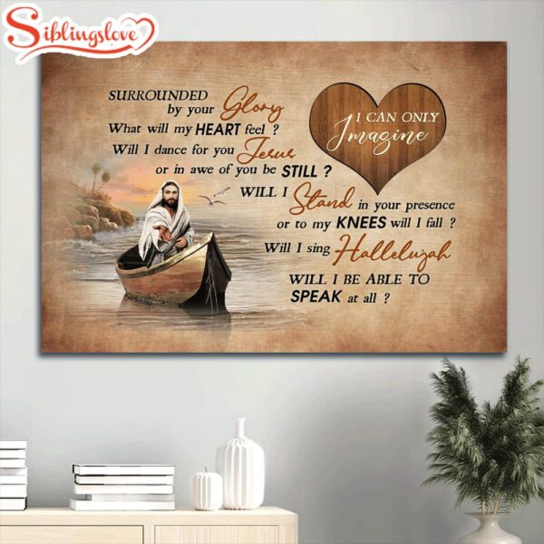 Beach Painting Walking With Jesus Heart Shape Boat Painting Canvas I Can Only Imagine Canvas Wall Art