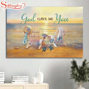 Beach Painting Wooden Chair Couple…