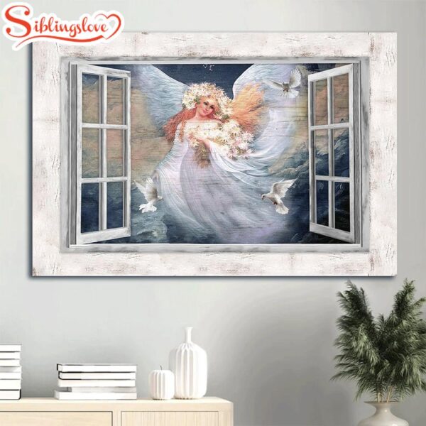 Beautiful Angel Daisy Vase White Dove The Way To Heaven Canvas Wall Art