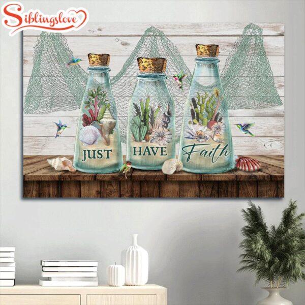 Beautiful Bottle Summer Vibe Cactus Painting Just Have Faith Canvas Wall Art