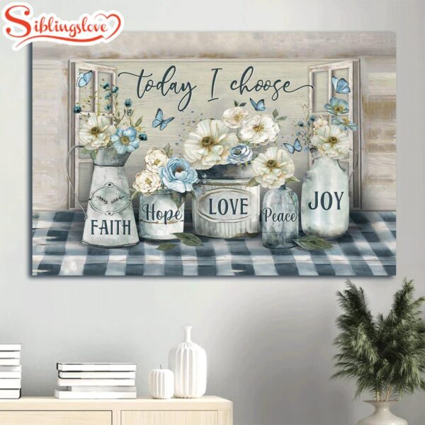 Beautiful Camellia Blue Butterfly Flower Painting Today I Choose Joy Canvas Wall Art