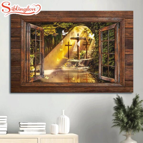 Beautiful Cave Window Frame The Stunning Morning Sunlight Canvas Wall Art