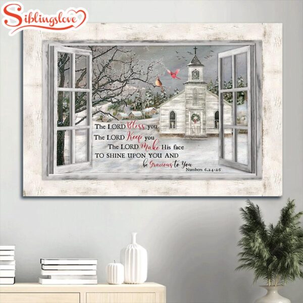 Beautiful Church First Day Of Winter Cardinal The Lord Bless You Canvas Wall Art