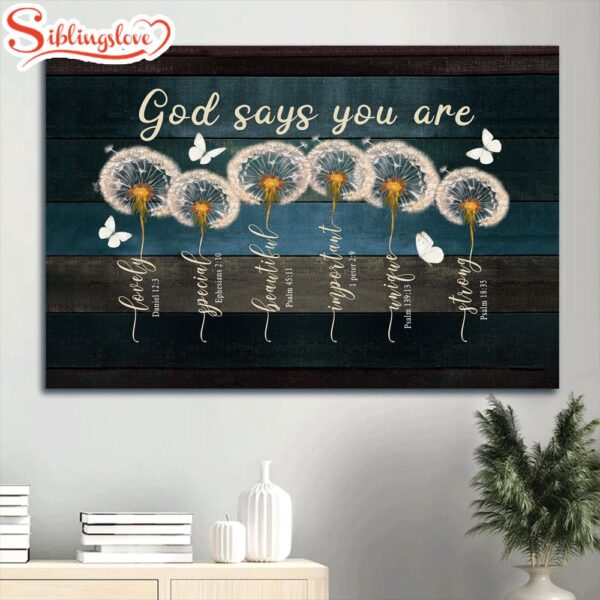 Beautiful Dandelion Butterfly Canvas God Says You Are Canvas Wall Art