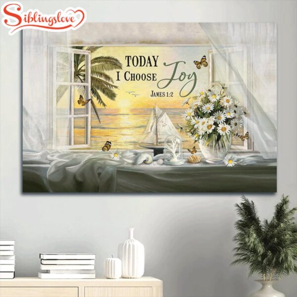 Beautiful Day Sunset Drawing Daisy Canvas Today I Choose Joy Canvas Wall Art