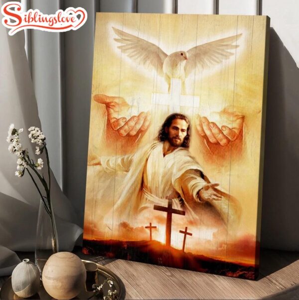 Beautiful Dove Pray For Healing Jesus’s Hand Cross Canvas Posters