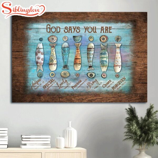 Beautiful Fish Hook Fishing Rod Canvas God Says You Are Canvas Wall Art