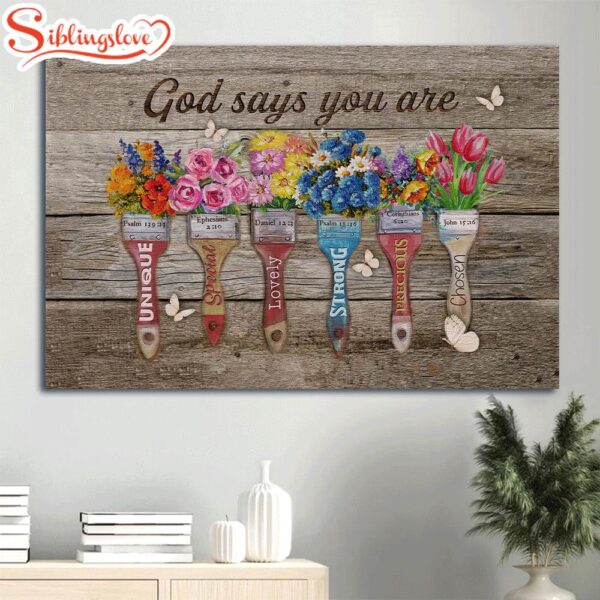 Beautiful Flower Colorful Paintbrush Butterfly God Says You Are Canvas Wall Art